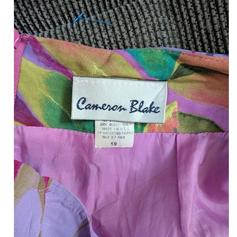 Cameron Blake Purple Tropical Floral Wrap Midi Skirt Womens 10 Made in USA - Picture 6 of 6